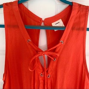 Orange Open-Back Beach Romper